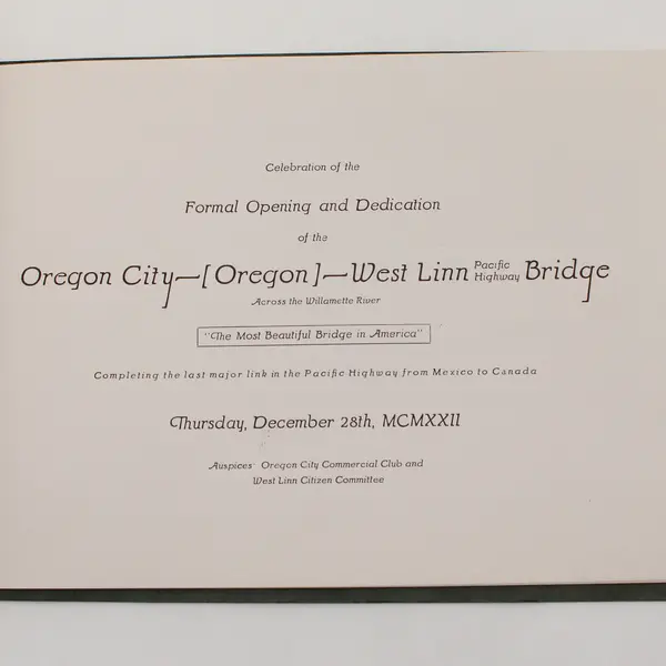 Vintage Oregon City West Linn Bridge Dedication Souvenir Program 1922