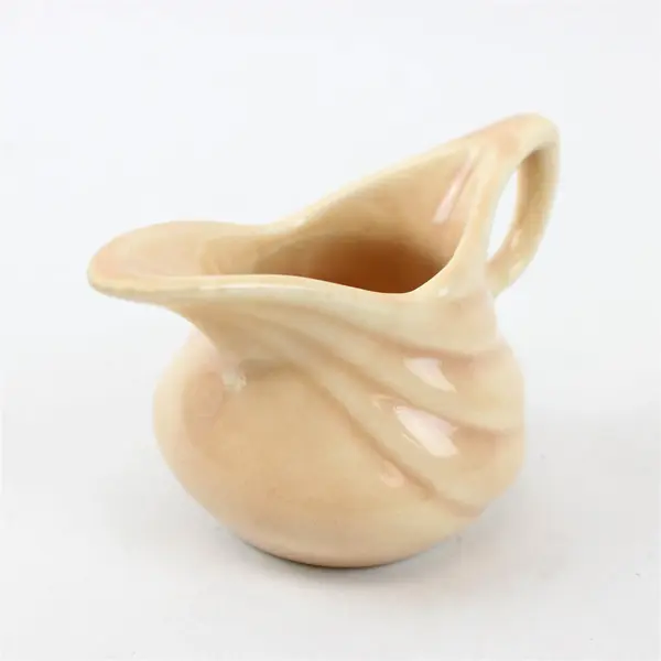 Small Ceramic Pitcher/Creamer With Handle Pink/Salmon 2.8" Tall Marked USA