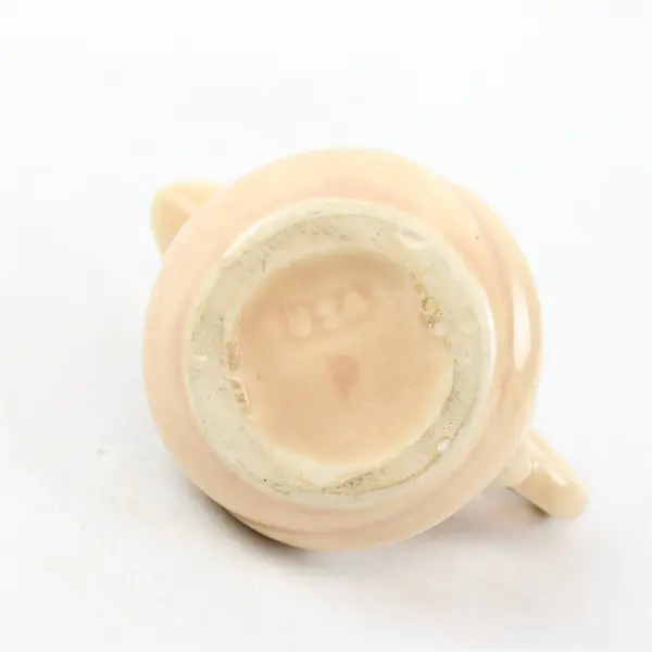 Small Ceramic Pitcher/Creamer With Handle Pink/Salmon 2.8" Tall Marked USA