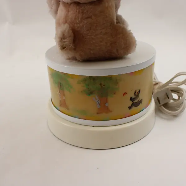 Vintage Plush Teddy Bear Nursery Lamp with Fabric Shade 14 in
