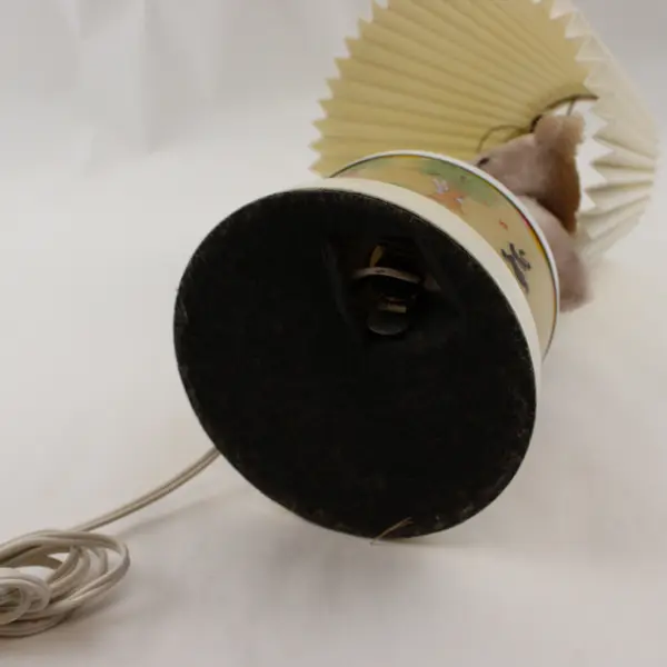 Vintage Plush Teddy Bear Nursery Lamp with Fabric Shade 14 in