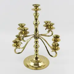 Vintage Solid Brass 9-Candle Candelabra Multi-Arm Holder 13.5in 