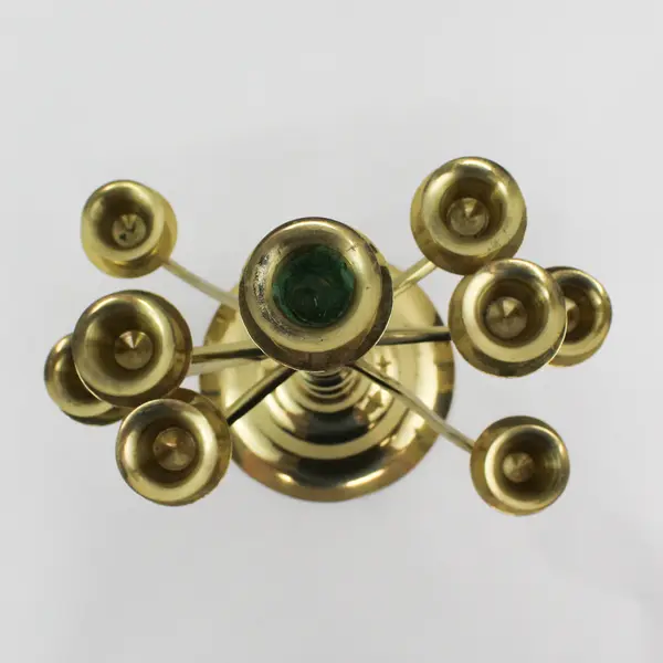 Vintage Solid Brass 9-Candle Candelabra Multi-Arm Holder 13.5in 