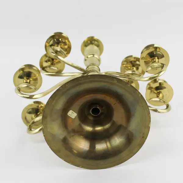 Vintage Solid Brass 9-Candle Candelabra Multi-Arm Holder 13.5in 