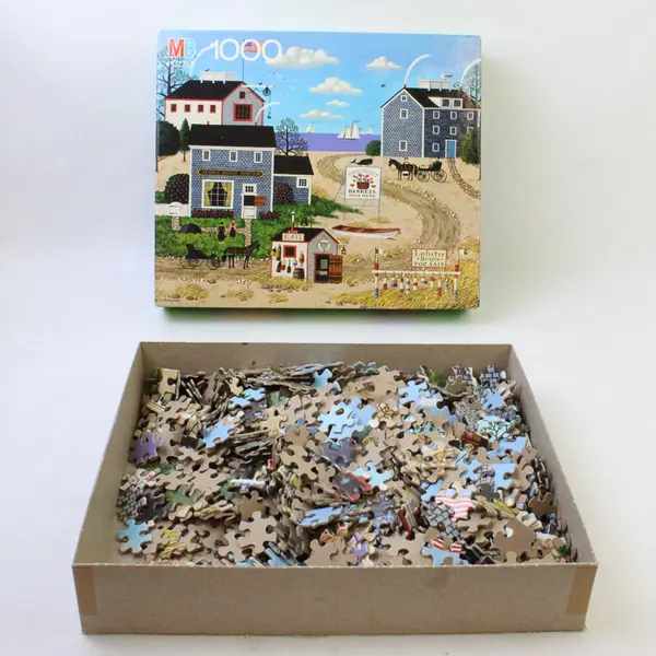 MB Charles Wysocki's Americana Nantucket Bay Scene 1000 PC Puzzle, Complete