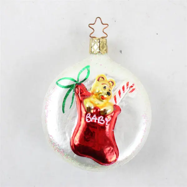 Inge Glas Baby's Christmas Hand-Blown Glass Ornament From Germany 4" Tall VG