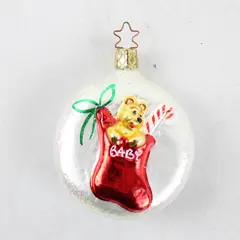 Inge Glas Baby's Christmas Hand-Blown Glass Ornament From Germany 4" Tall VG