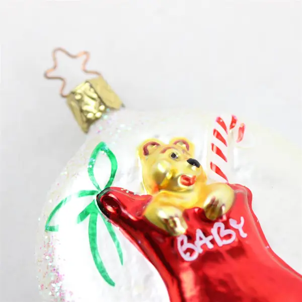 Inge Glas Baby's Christmas Hand-Blown Glass Ornament From Germany 4" Tall VG