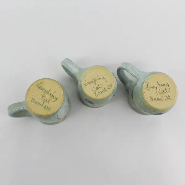 Handmade Leaf Pattern Ceramic Mugs From Laughing Cat Bend Oregon