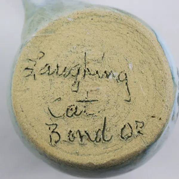 Handmade Leaf Pattern Ceramic Mugs From Laughing Cat Bend Oregon