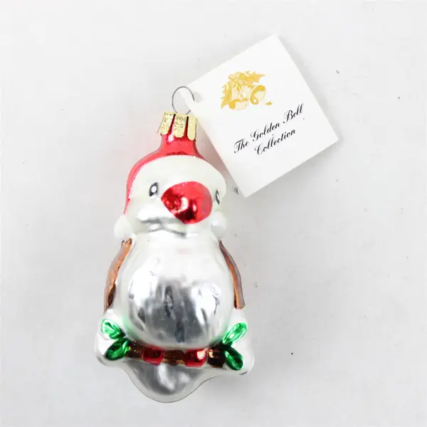 VTG The Golden Bell Collection Christmas Glass Bird Ornament 4.5" Tall HB VG