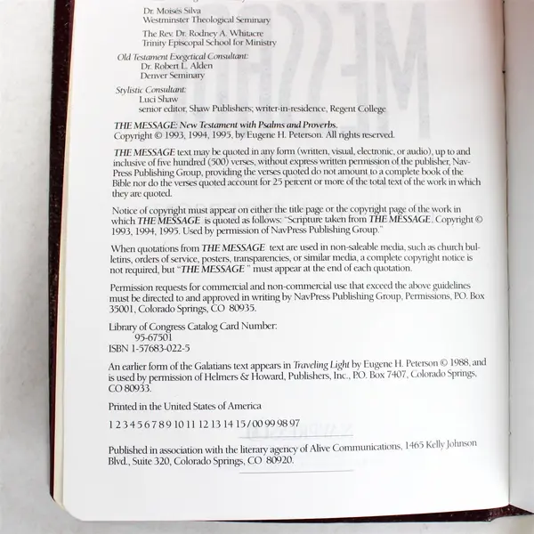 The Message New Testament w/ Psalms & Proverbs Peterson Pocket Burgundy