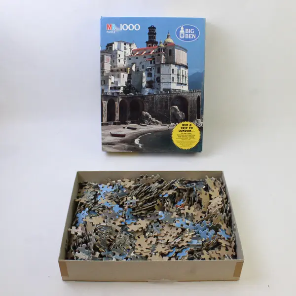 Vintage 1991 MB Big Ben 1000 Piece Jigsaw Puzzle Atrani, Italy 50th Anniversary