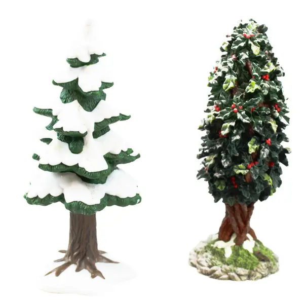 Lot Of 2 Department 56 Heritage Village Collection Porcelain 2 Christmas Trees