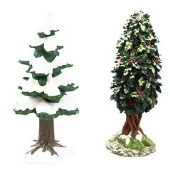 Lot Of 2 Department 56 Heritage Village Collection Porcelain 2 Christmas Trees