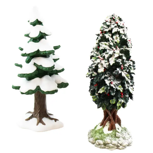 Lot Of 2 Department 56 Heritage Village Collection Porcelain 2 Christmas Trees