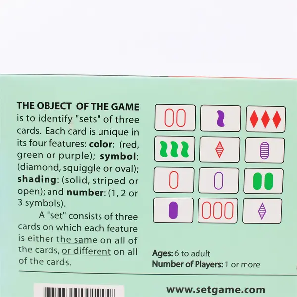 SET The Family Game of Visual Perception Card Game, Complete 1991