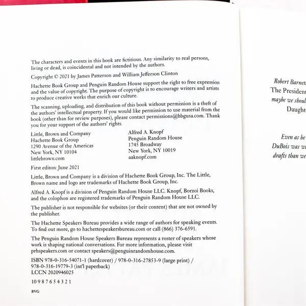 The President's Daughter by Bill Clinton & James Patterson Political Thriller