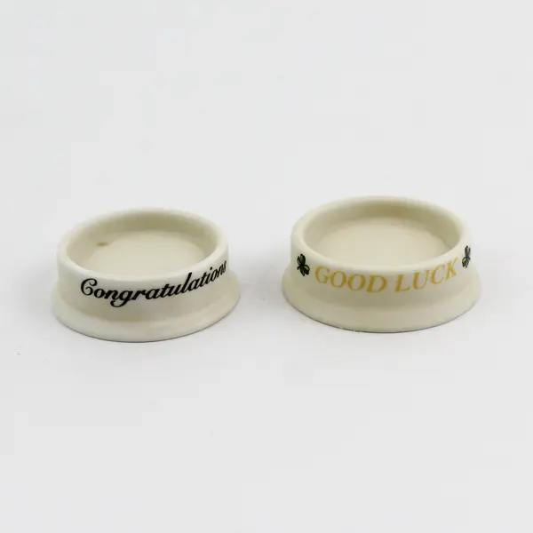 3 Goebel Ceramic Figurine Stands  2" Good Luck Congratulations Father's Day