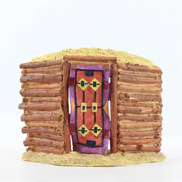  VTG 1992 Artaffects Village of The Sun Hogan Log Cabin Resin Sculpture