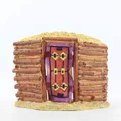  VTG 1992 Artaffects Village of The Sun Hogan Log Cabin Resin Sculpture