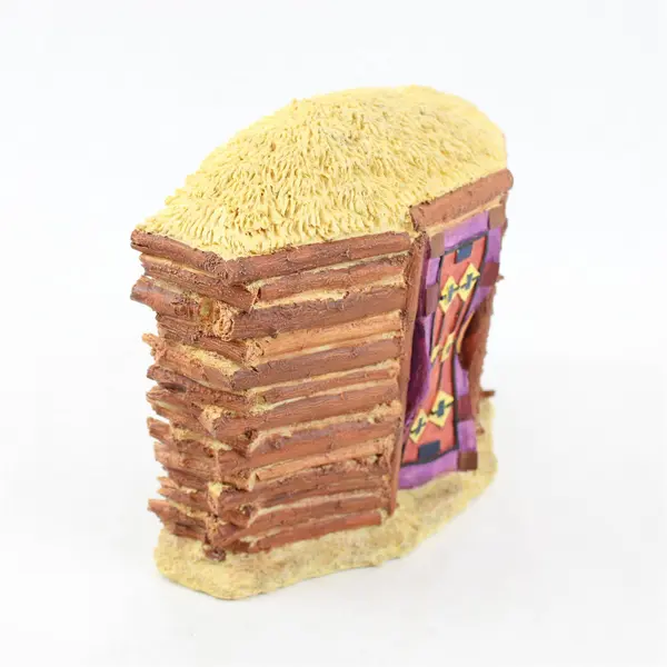  VTG 1992 Artaffects Village of The Sun Hogan Log Cabin Resin Sculpture