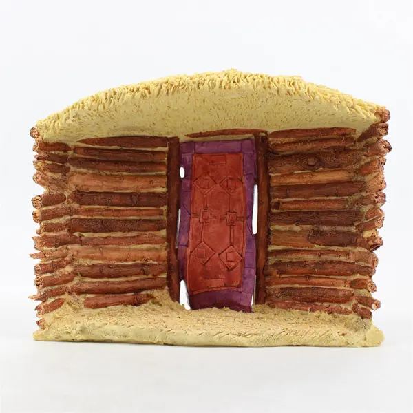  VTG 1992 Artaffects Village of The Sun Hogan Log Cabin Resin Sculpture