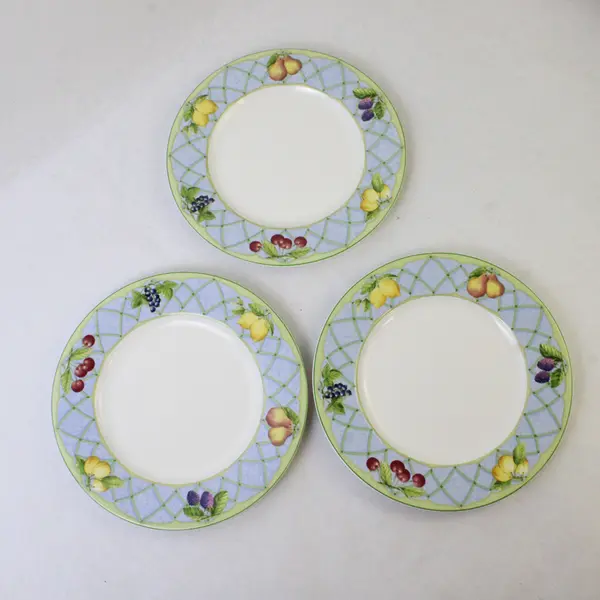 Lot Of 3 Mikasa Fruit Rapture Pattern Super Strong China Salad Plates 8.5"