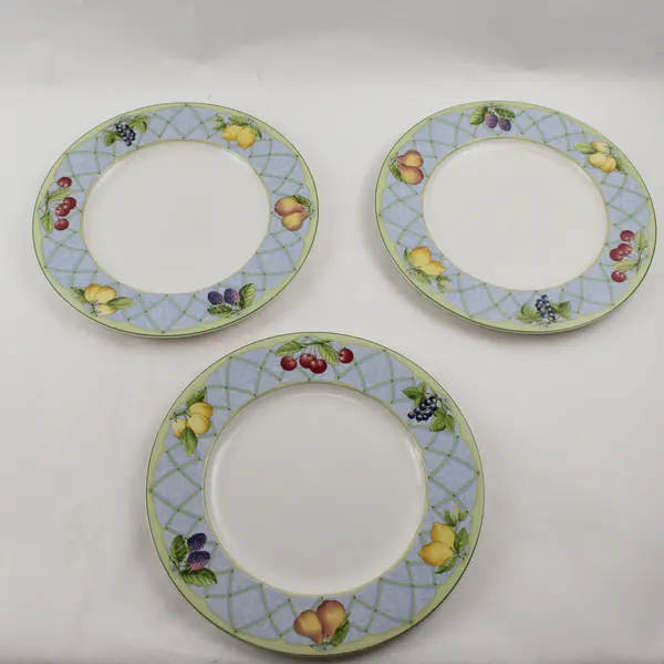 Lot Of 3 Mikasa Fruit Rapture Pattern Super Strong China Dinner Plates 11"