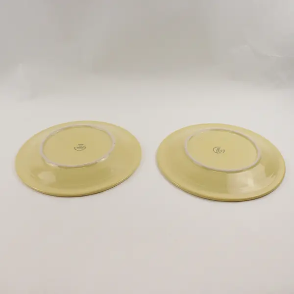 Lot Of 2 Homer Laughlin Fiesta Pattern Butter Yellow Dinner Plates 10.75"