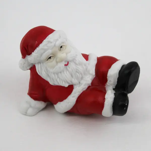 2 Handpainted Ceramic Tumbling Santa Figurines 2.75"