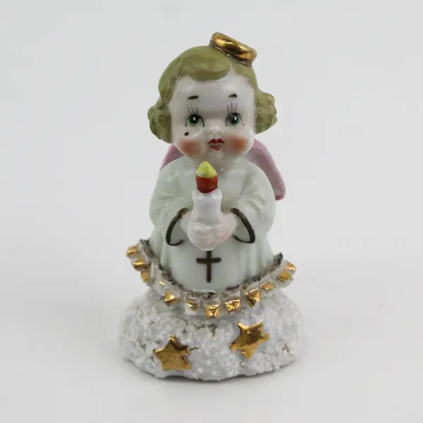 Vintage MCM Ajax Ceramic Angel Holding A Candle Figurine Japan