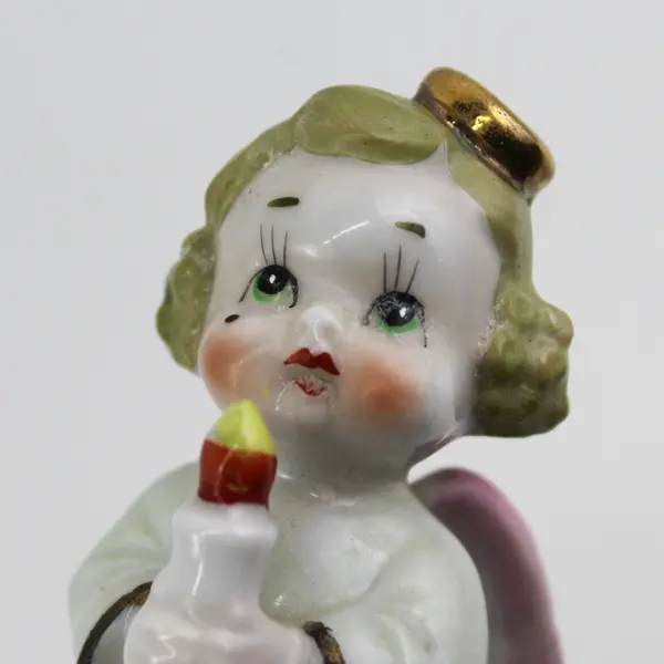 Vintage MCM Ajax Ceramic Angel Holding A Candle Figurine Japan