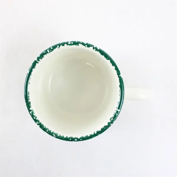 Set of 5 Furio Christmas Tree Coffee Mugs Green Sponge Rim Italy