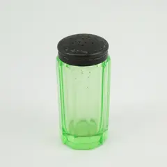Uranium Glass Sugar Shaker Heavy 10 Paneled
