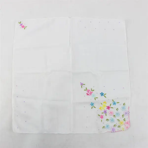Lot of 5 Vintage Pastel Floral Embroidered Handkerchiefs FLAWED