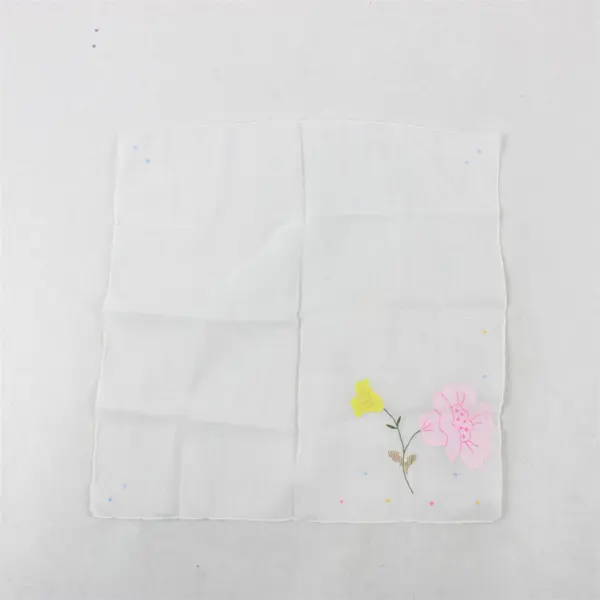 Lot of 5 Vintage Pastel Floral Embroidered Handkerchiefs FLAWED