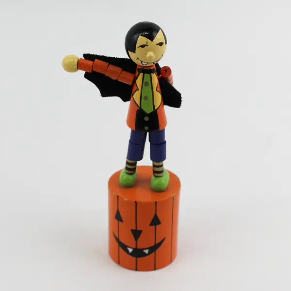 Vintage Wood Dracula Halloween Push Puppet 