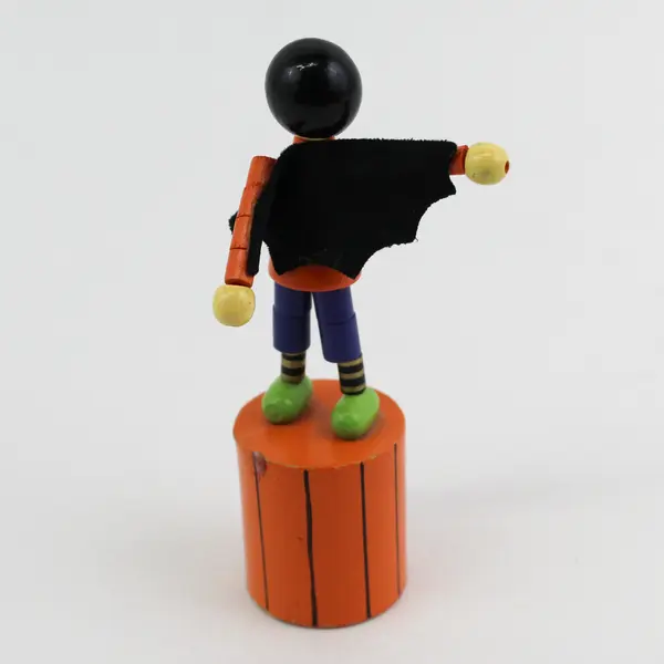 Vintage Wood Dracula Halloween Push Puppet 