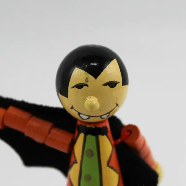 Vintage Wood Dracula Halloween Push Puppet 