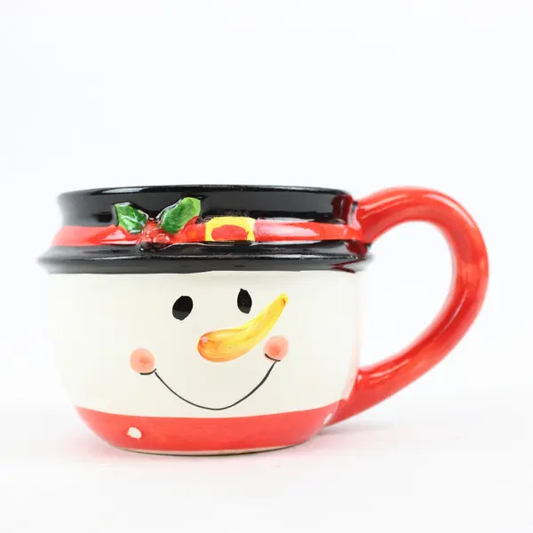Set of 4 Snowman Ceramic Porcelain Christmas Coffee Mugs