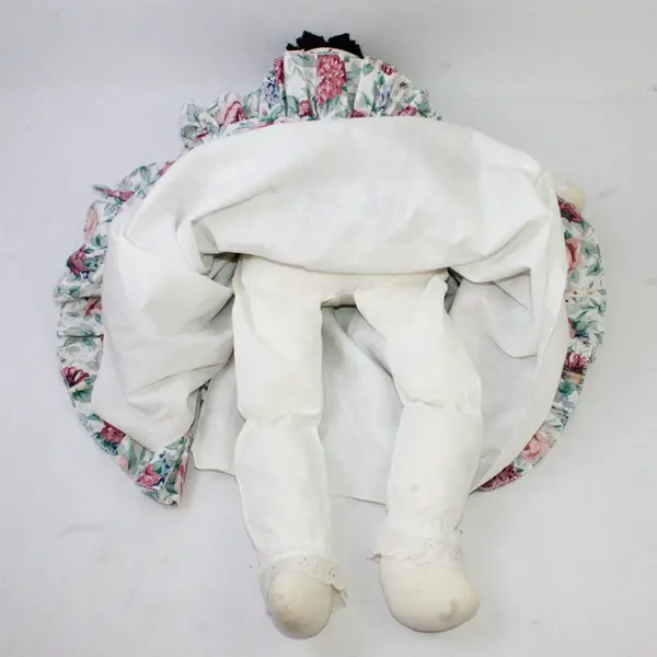 Vintage Cow Fabric Doll 22" in Dress w/Cow Bell Soft Cloth Doll Country Toy