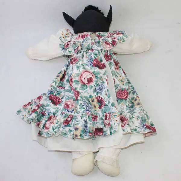 Vintage Cow Fabric Doll 22" in Dress w/Cow Bell Soft Cloth Doll Country Toy
