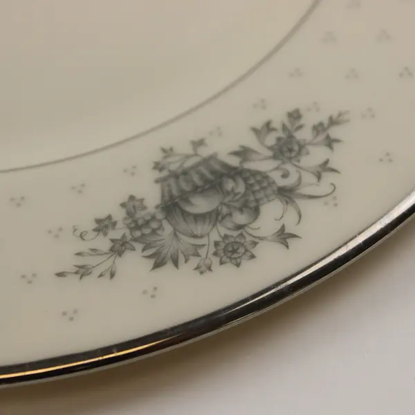 Lot Of 2 Lenox Beacon Hill (Older) Pattern Silver Trim Dinner & Salad Plates