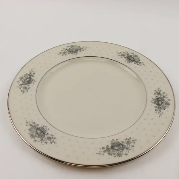 Lot Of 2 Lenox Beacon Hill (Older) Pattern Silver Trim Dinner & Salad Plates