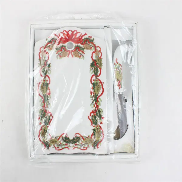Andrea by Sadek Holly Garland Porcelain Cheese Board w/ Knife Charcuterie