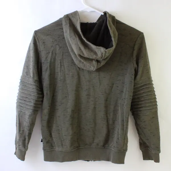 Art Class Green Ribbed Sleeves Zip-Up Hoodie Boys' Size Medium 8/10