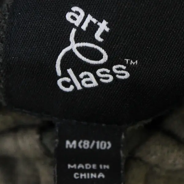 Art Class Green Ribbed Sleeves Zip-Up Hoodie Boys' Size Medium 8/10