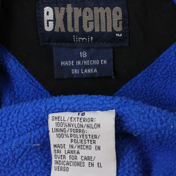 Extreme Limit Black Blue and Yellow Zip-Up Jacket Boys' Size 18 MISSING HOOD