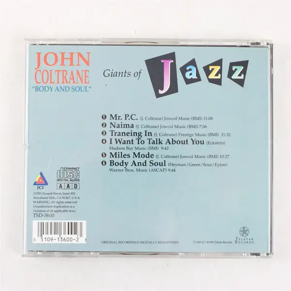 Giants of Jazz Body & Soul CD by John Coltrane, 1990 #TSD-3600 